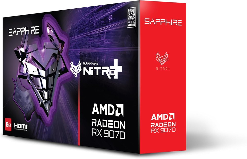 SAPPHIRE NITRO+ AMD Radeon RX 9070 OC GPU with 16GB memory, AMD RDNA 4 architecture, DisplayPort 2.1a